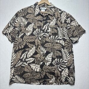 Columbia‎ Sportswear Shirt Mens Large Tropical Leaf Print Short Sleeve Button Up
